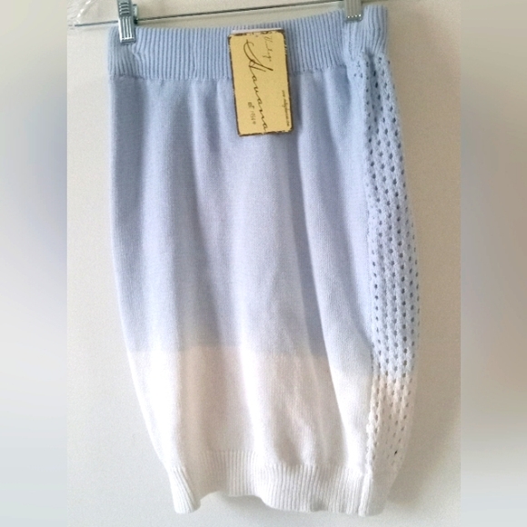 Vintage Havana Dresses & Skirts - Vintage Havana Crocheted Panel Blue & White Retro Bodycon Sweater Skirt- Size: M